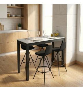 table haute en verre noir