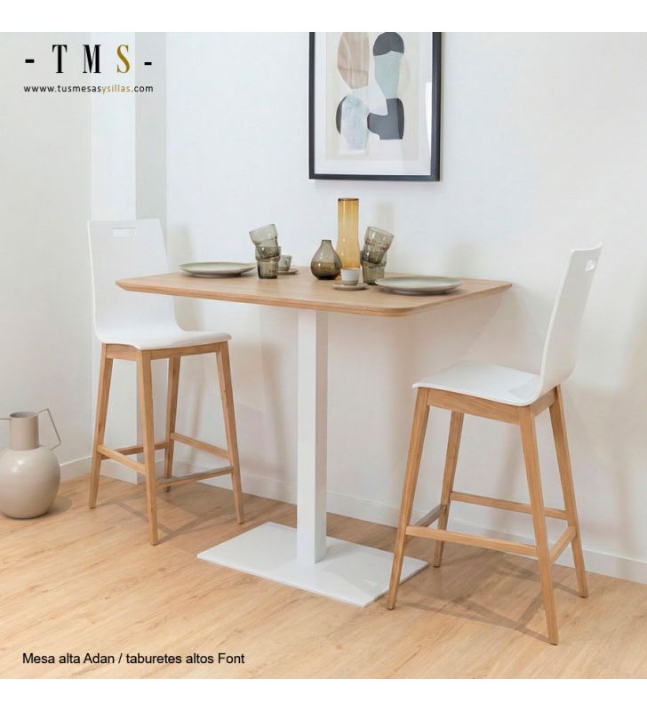 tables hautes fixées au mur