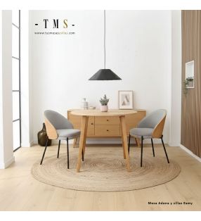 table ronde fixe en chêne naturel