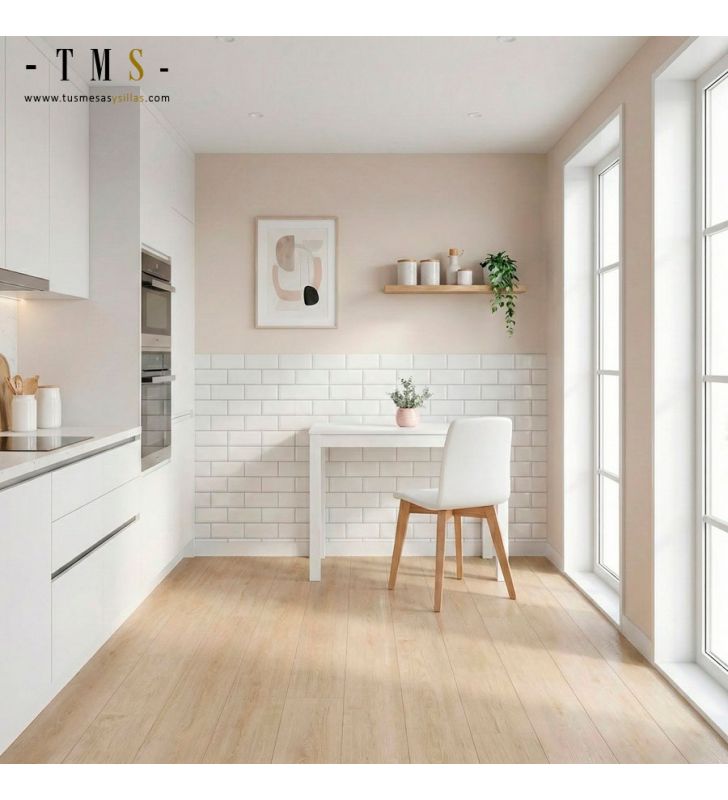 Table blanche, profondeur 45 cm