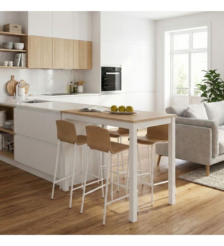 table haute en bois blanc