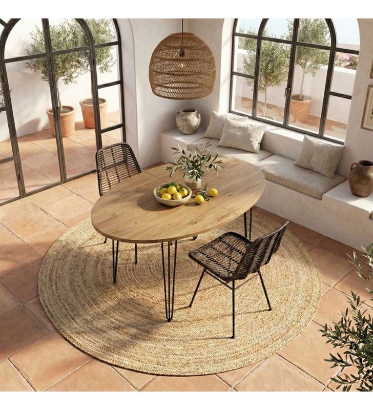 tables ovales extensibles en bois clair