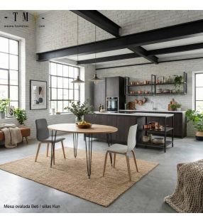 table ovale 120x100 - style industriel