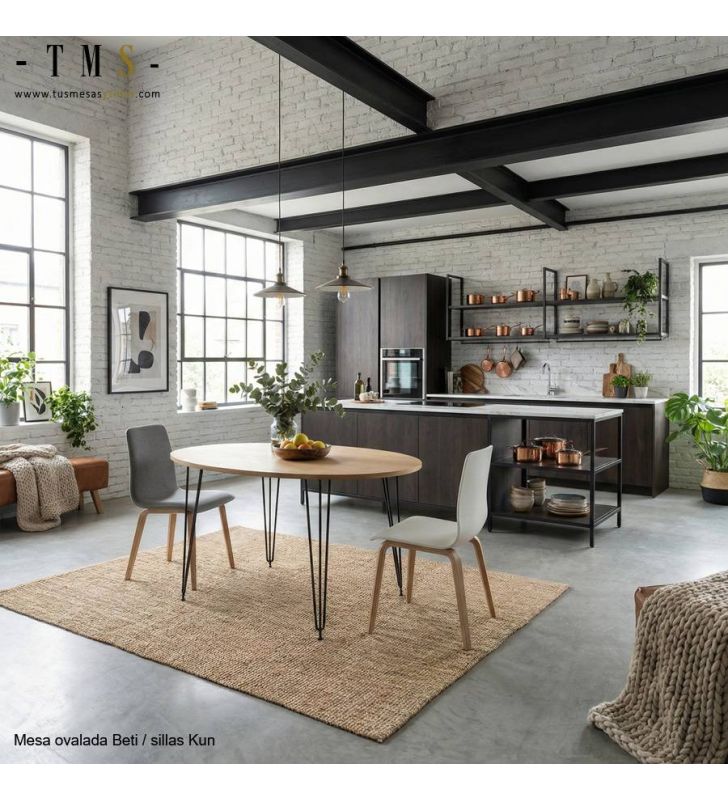 table ovale 120x100 - style industriel