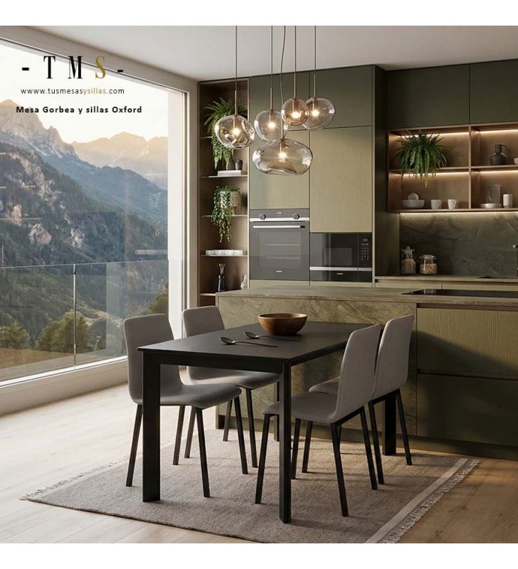 table extensible avec plateau en porcelaine