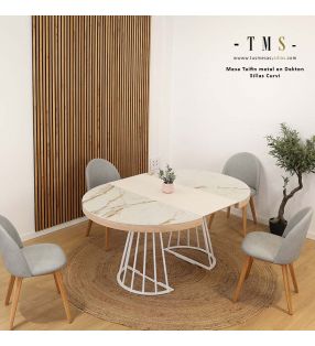 Table ronde avec pieds en métal