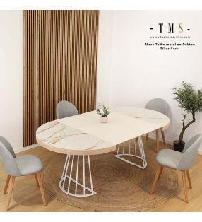 Table extensible avec pieds en métal et plateau en Dekton