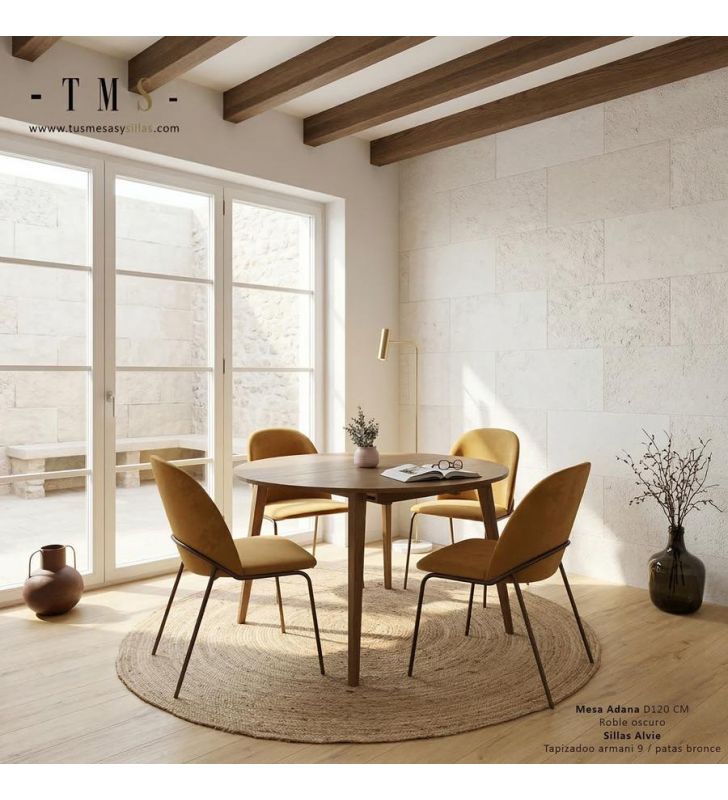 table ronde extensible en bois foncé