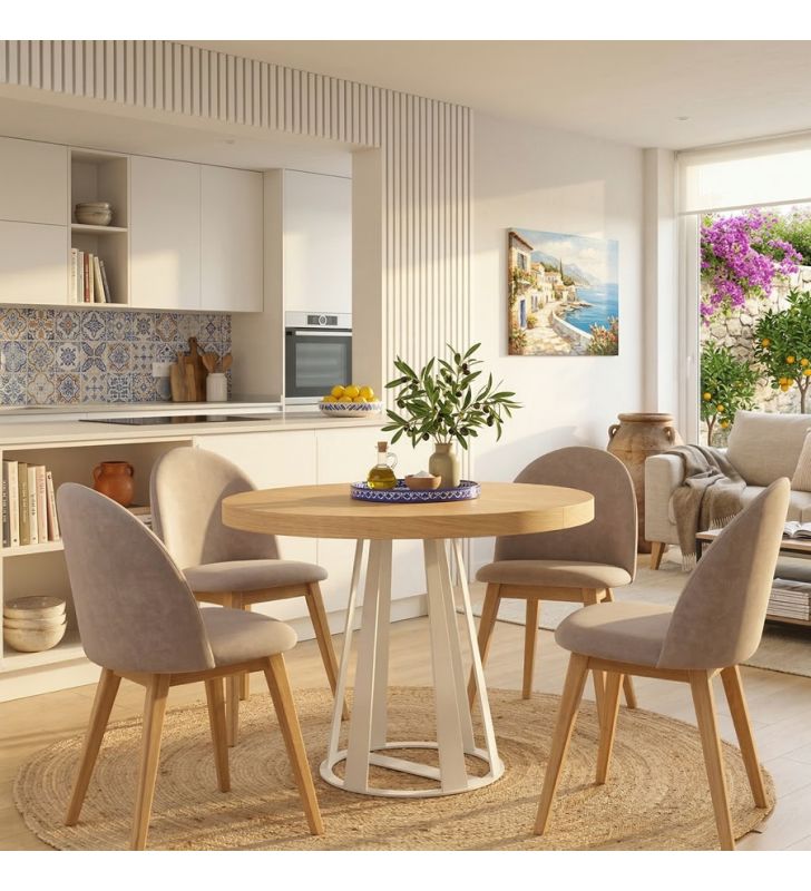 tables rondes en bois blanc