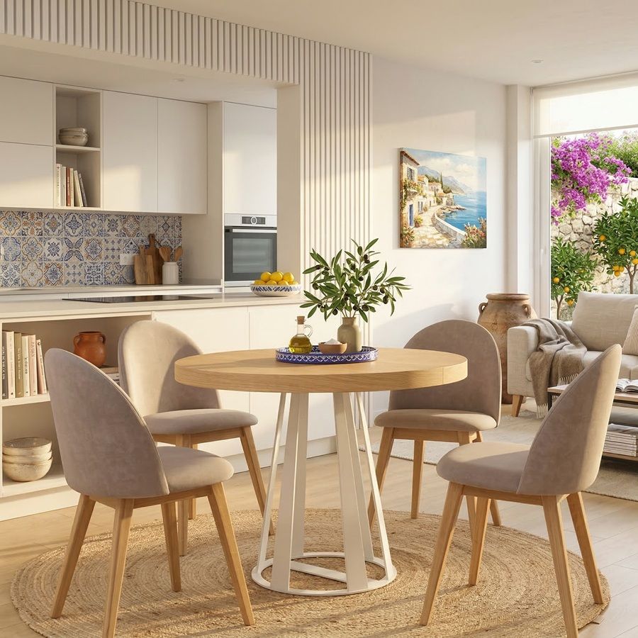 tables rondes en bois blanc