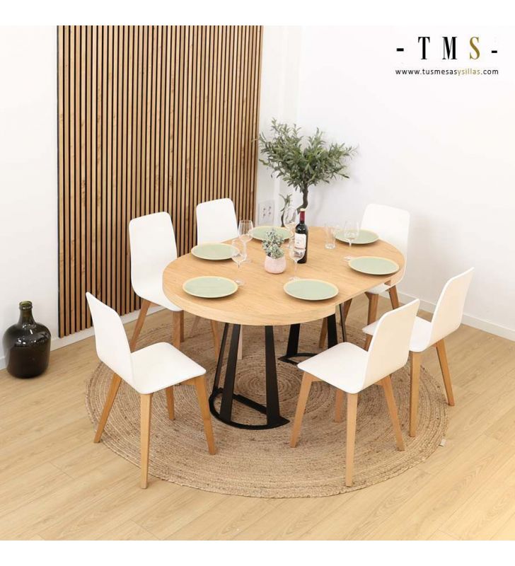 table ronde extensible pour 6 personnes