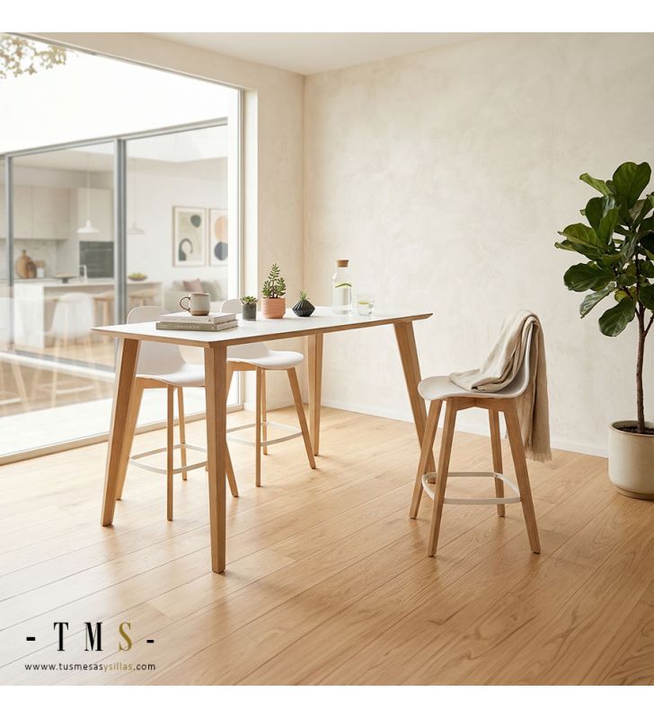 table haute avec pieds en bois massif table haute avec pieds en bois massif