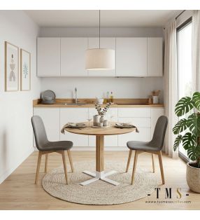 Table ronde en bois massif