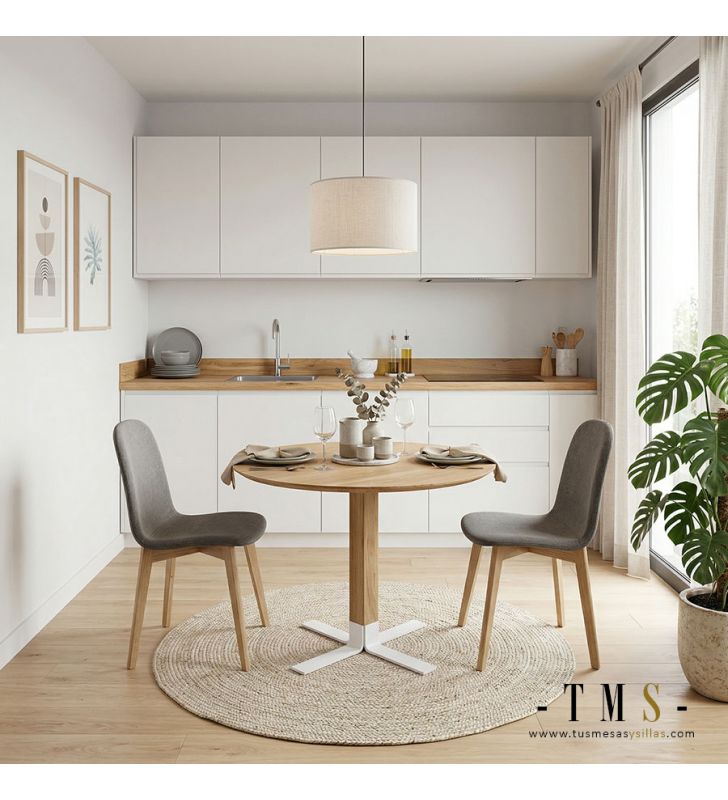 Table ronde en bois massif