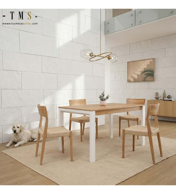 mesa blanca madera 6 personas