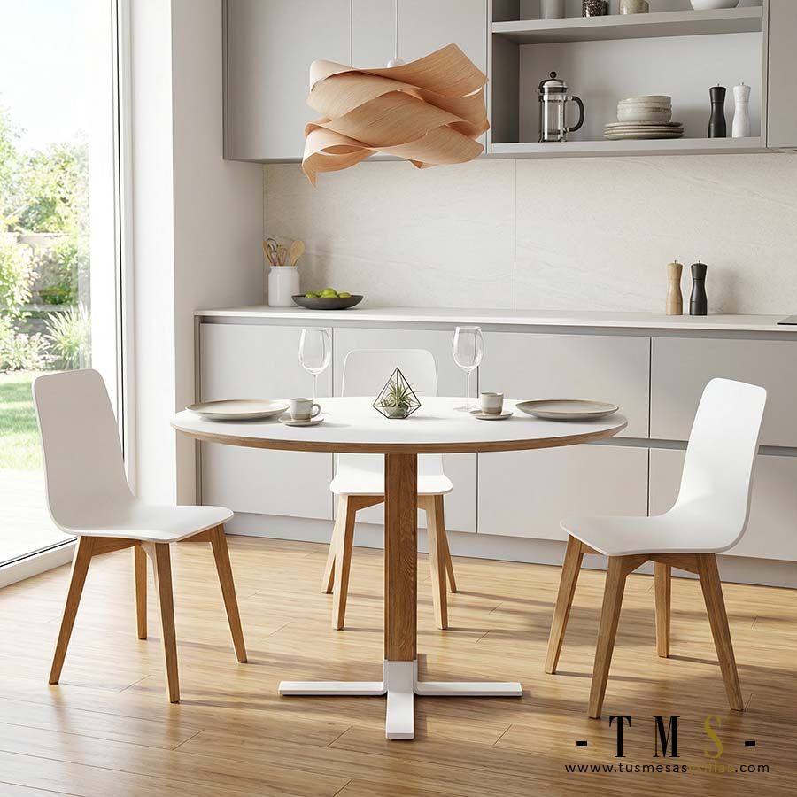 mesa comedor cocina ovalada con pie central de madera Eki - 1 mesa comedor cocina ovalada con pie central de madera Eki - 1