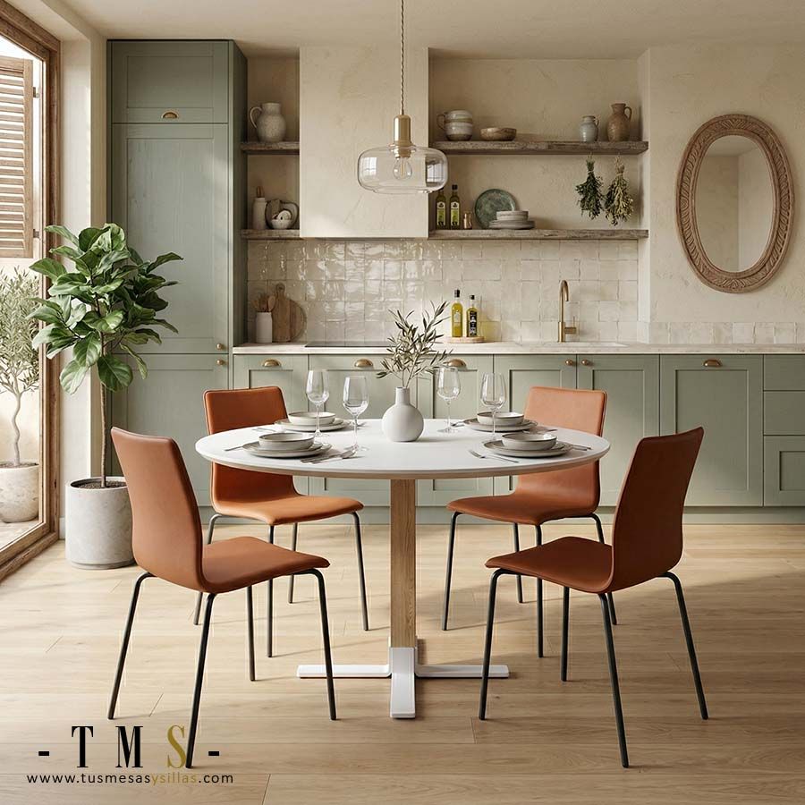 mesa comedor cocina ovalada con pie central de madera Eki - 1 mesa comedor cocina ovalada con pie central de madera Eki - 1