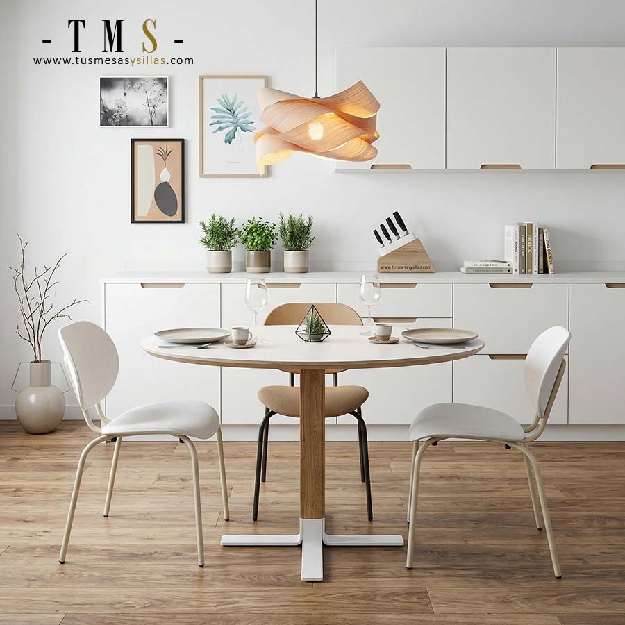 mesa comedor cocina ovalada con pie central de madera Eki - 1 mesa comedor cocina ovalada con pie central de madera Eki - 1