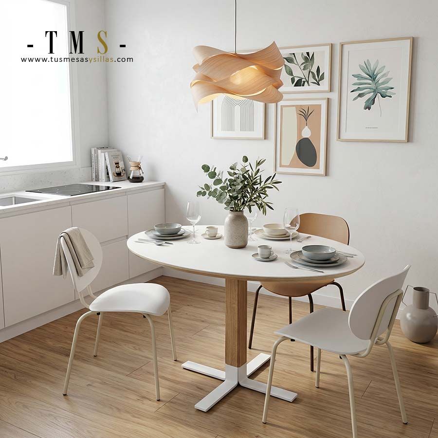 mesa comedor cocina ovalada con pie central de madera Eki - 1 mesa comedor cocina ovalada con pie central de madera Eki - 1