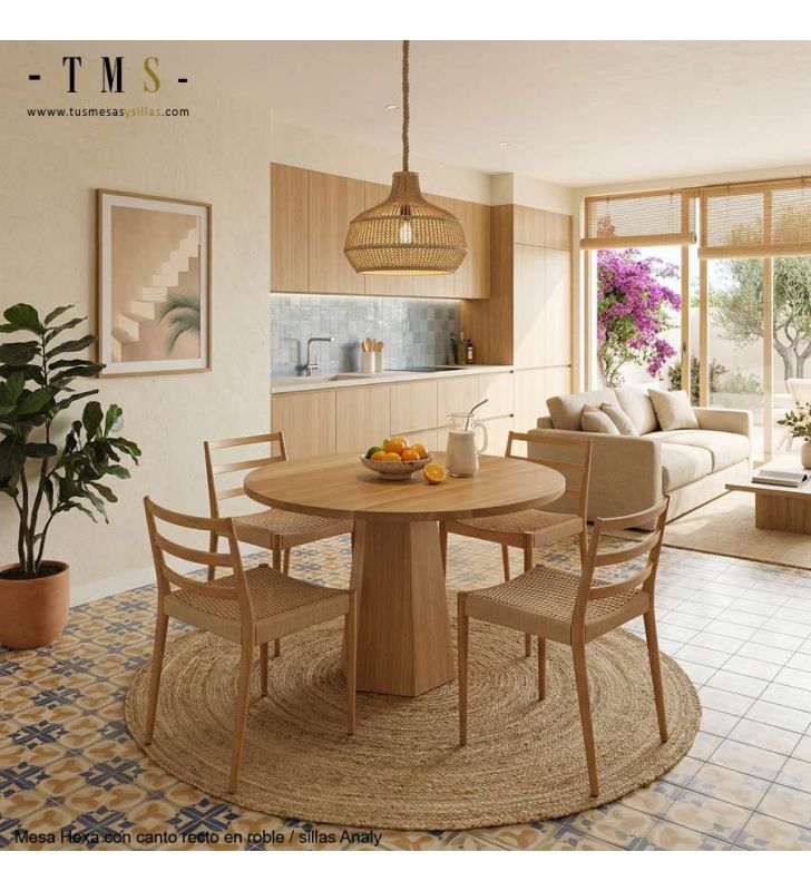 table ronde en bois de chêne