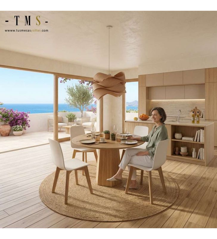 Table ronde avec pied central - bois