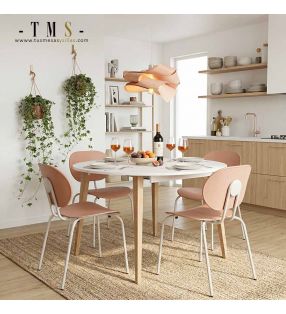 Mesa redonda estilo nórdico cocina.