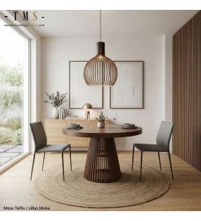 tables rondes - bois foncé