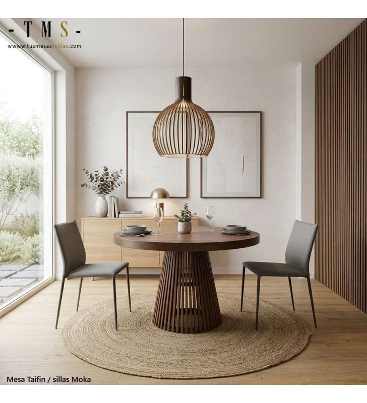 tables rondes - bois foncé