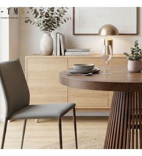 table ronde, bois foncé