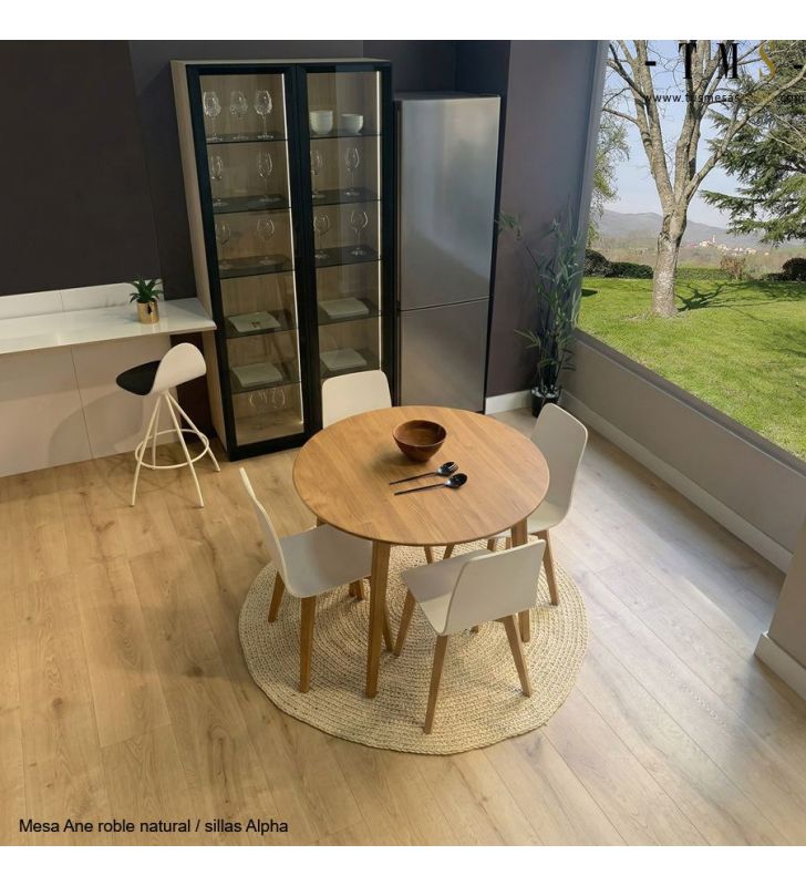 table ronde en chêne massif