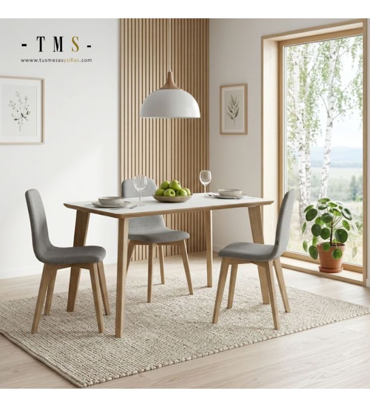 Mesa fija Adana canto madera biselado