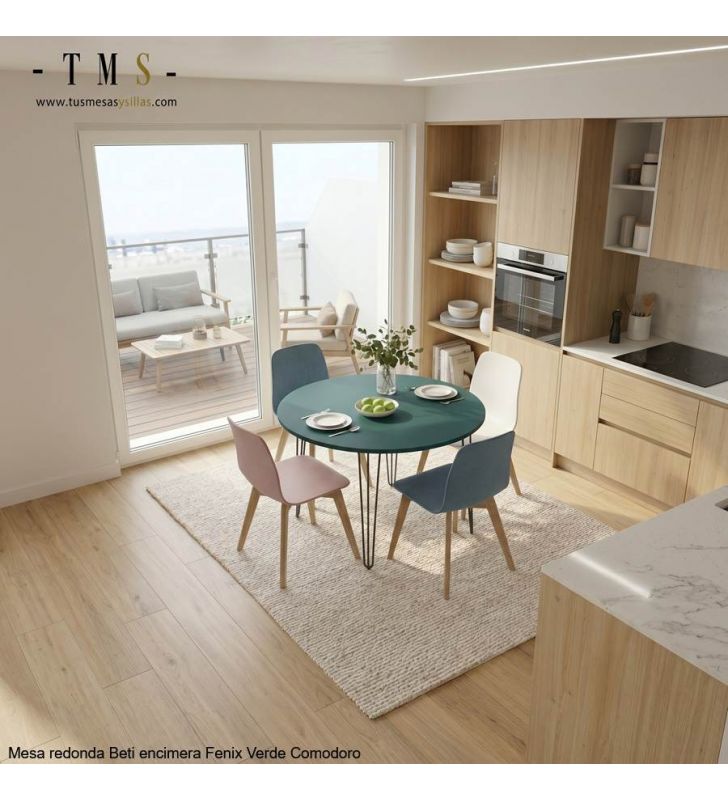 tables rondes aux couleurs joyeuses