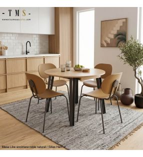 table ronde avec pieds en métal