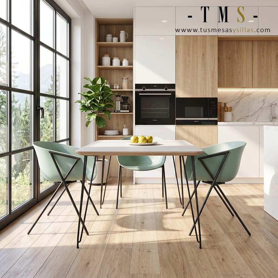 Table fixe Beti avec pieds en métal de style nordique