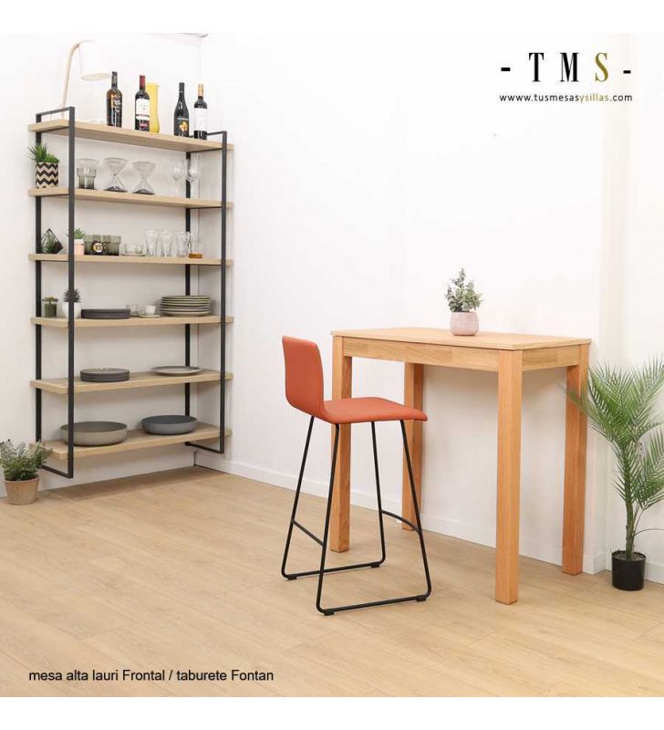 Table haute en bois extensible