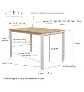 medidas mesa extensible Aura