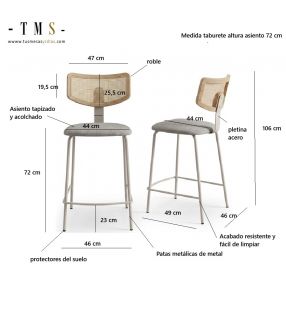 dimensions-tabouret de bar-haut