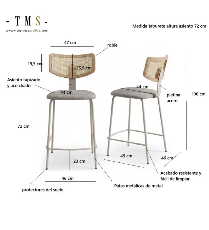 dimensions-tabouret de bar-haut