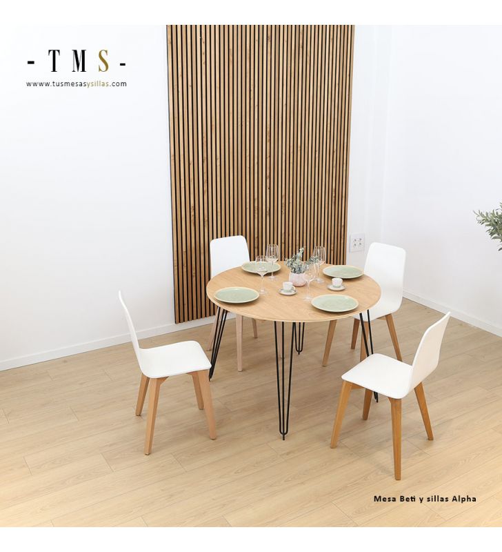 mesa-redonda-con-patas-metálicas-y-encimera-de-madera-de-roble