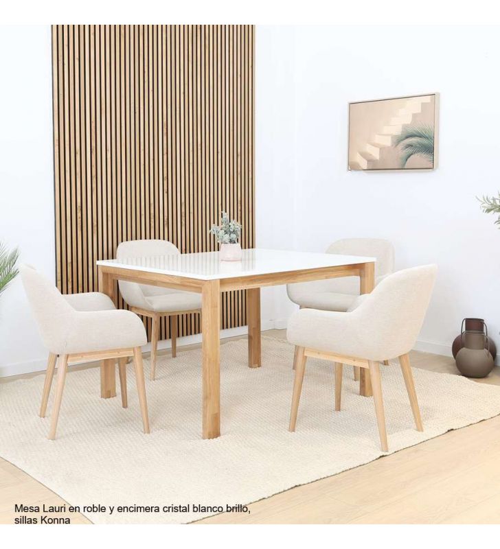 table extensible en verre et en bois