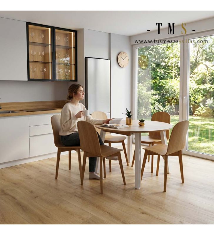 Table ronde extensible en chêne