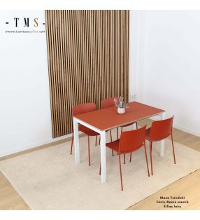 table de cuisine avec comptoir rouge super mat