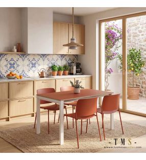 Table extensible avec bord en bois
