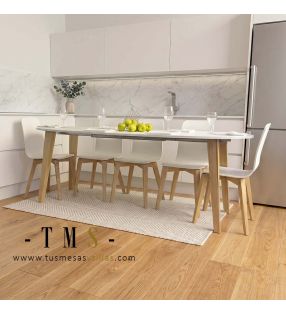 Mesa extensible ovalada Adana patas de madera