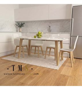 Table ovale extensible Adana de style nordique avec pieds en bois