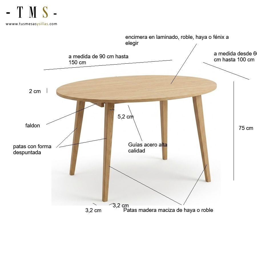 Mesa extensible ovalada Adana Mesa extensible ovalada Adana