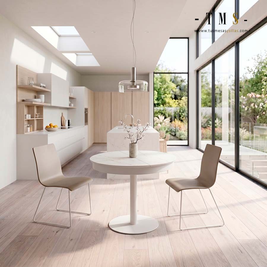 Table centrale extensible, diamètre 90 cm Table centrale extensible, diamètre 90 cm