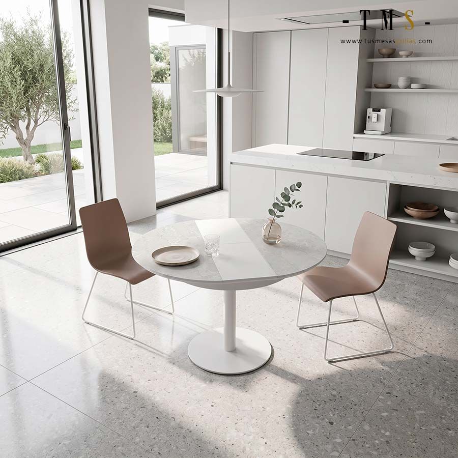 Table centrale extensible, diamètre 90 cm Table centrale extensible, diamètre 90 cm