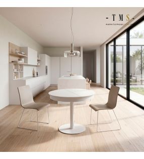 mesa redonda con encimera Dekton
