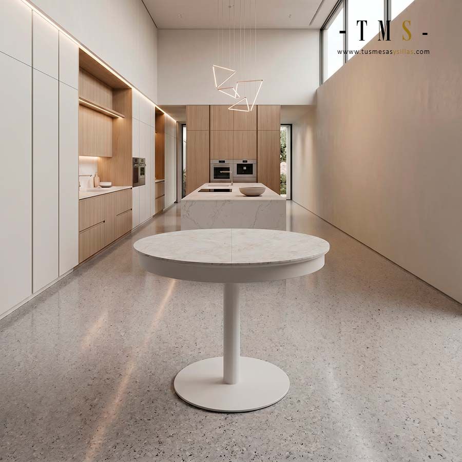 Table centrale extensible, diamètre 90 cm Table centrale extensible, diamètre 90 cm